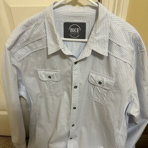BKE Men's Light Blue Pinstripe Button Down Shirt